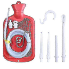 (Red) 2 L Enema Bag Home Enema Kit: 3 Enema Tips, 60-inch Silicone Hose, Controllable Water Flow