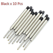 (Black) 10 Pcs Parker Style Ballpoint Refills - 1.0mm Medium Nib Blue Ink for Daily Writing