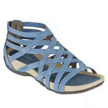 (Blue, 37) Women's Gladiator Sandals with Bandage Straps - Round Toe Roman Design for Summer Beach