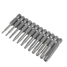 12 Pack T5-T40 S2 Hex Torx Screwdriver Bit Set Tamperproof Security Steel Star Tool Kit,,Silver