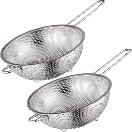 2 Pcs Stainless Steel Colander with Handle 1