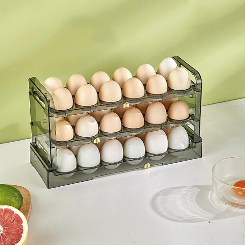 3 Tier Egg Holder Rack Egg Storage Rack Egg Organizer for Refrigerator Countertop, Hold 36 Eggs (Green) 1