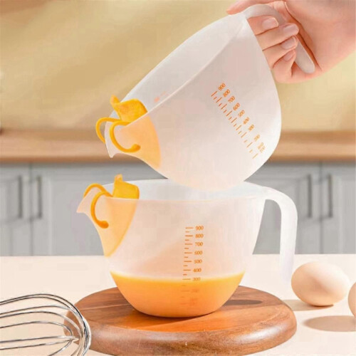 Egg Liquid Filter Measuring Cup with Scale Large Capacity Baking Whisk Bowl 2