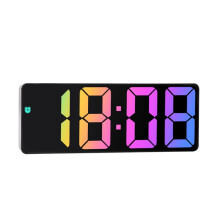 Colorful LED Electronic Clock Bedside Alarm Clock with Large Screen (0725 Black Case Black Face Model D)