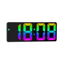 Colorful LED Electronic Clock Bedside Alarm Clock with Large Screen (0725 Black Case Black Face C Model)