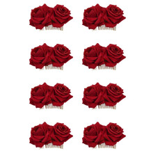 8X Rose Flower Hair Clip Slide Flamenco Dancer Pin Flower Brooch Lady Hair Styling Clip Hair Accessories