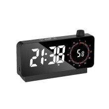 Multifunctional LED Screen Mirror Rechargeable Alarm Clock Reminder Visual Timer (Black)
