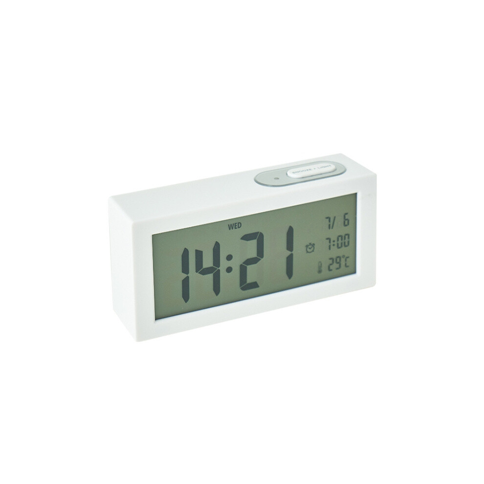 8890H Multifunctional Light-Sensitive Bedside Alarm Clock with LCD Screen (White)