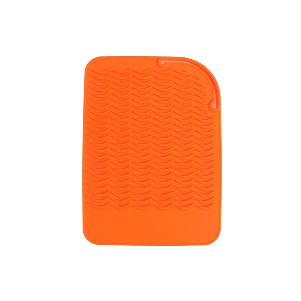 Curling iron heat protector, hair straightener silicone heat protector pad (orange)