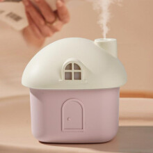 Little House Shape Mini Desktop Humidifier USB Silent Humidifier With Colorful Lights(Pink)