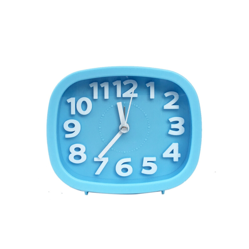 Square, candy-colored, 3D digital silent alarm clock for children and students (blue)