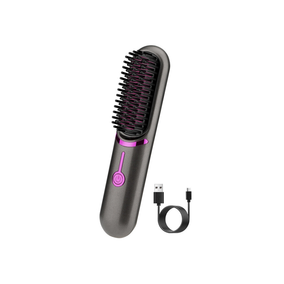 Wireless Hair Straightening Comb USB Charging Curling Iron(Gray)