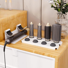 Modularer Tischaufbewahrungsständer für Dyson Airwrap Styler und Düsen, bietet Platz für 8 Aufsätze (Weiß)
