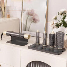 Modularer Schreibtisch-Organizer für Dyson Airwrap Lockenstabdüsen, bietet Platz für bis zu 8 Düsen (schwarz).