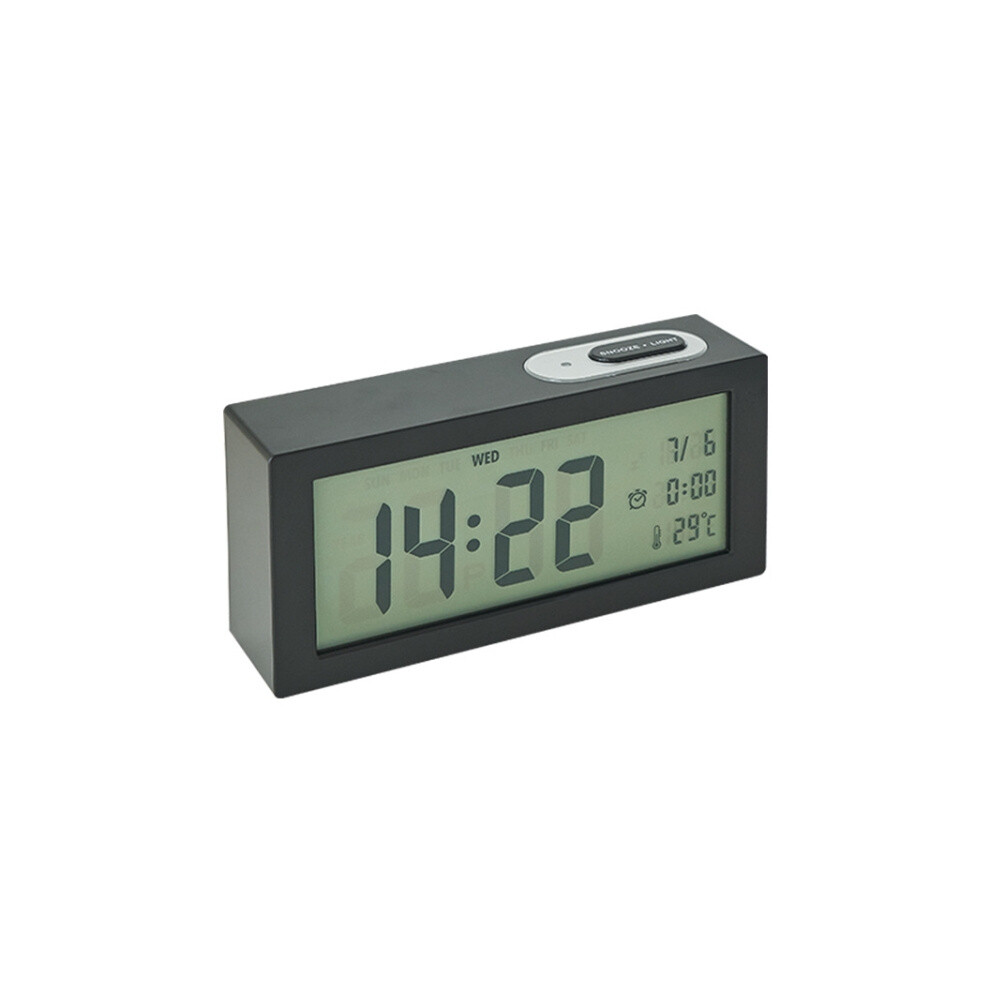 8890H Multifunctional Photosensitive Bedside Small Alarm Clock Lcd Screen Digital Clock(Black) Black