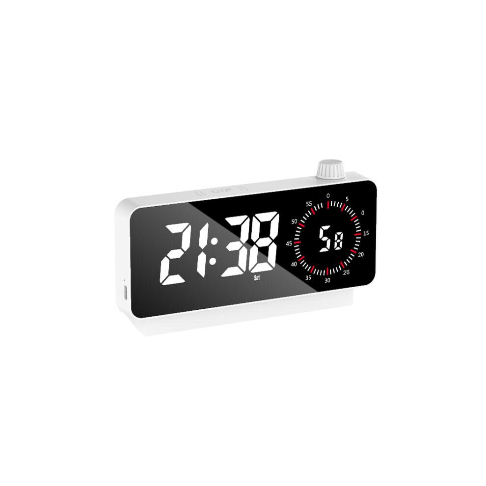 Multi-Functional Led Screen Mirror Charging Alarm Clock Reminder Visual Timer(White) White