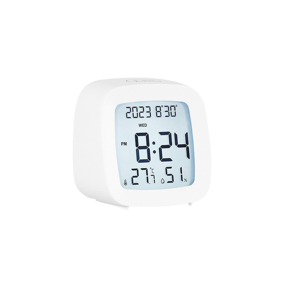 Multifunctional Temperature And Humidity Lcd Clock Home Bedside Alarm Clock(2306 ) White
