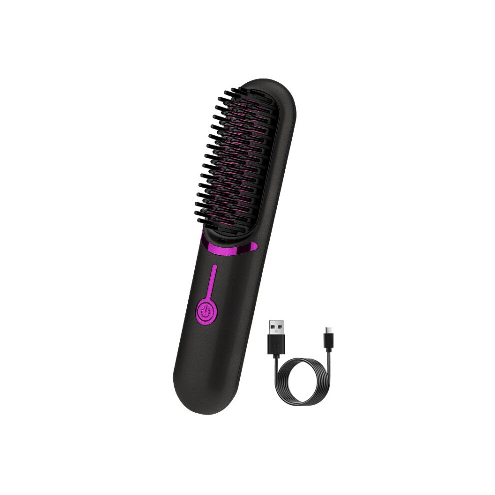 Black Cordless Hair Straightener With Usb Rechargeable Curling Iron (Black)