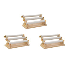 3X Suporte de Exibição de Joias de Madeira de 3 Camadas Suporte de Anel, T-Bar Expositor de Joias e Organizador Branco