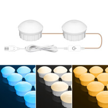 LED-verlichting voor de make-upkamer/badkamerspiegel, USB-aansluiting, driekleurige dimbare verlichting