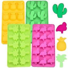 4 candy shaped silicone chocolate molds, ice cube molds, cactus, flamingo, coconut tree, and pineapple silicone molds Yanlieso