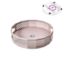 (22.5x6.5cm, Pink) Kitchen Storage Rack 360 Degree Rotatable Tray Rack Plastic Seasoning Pot Tray A