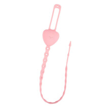 M010087 Siliconen babybijtring met anti-valketting, fopspeen met anti-valbandje (roze)