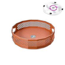 (22.5x6.5cm, Orange) Kitchen Storage Rack 360 Degree Rotatable Tray Rack Plastic Seasoning Pot Tray A