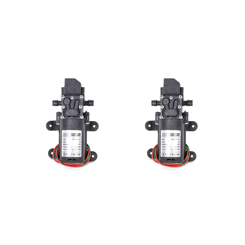 2Pcs Automatic Flow 6L/Min Dc12v 70W 130Psi Auto Diaphragm Water Pump Self Priming Pumps, Straight 4713935081216
