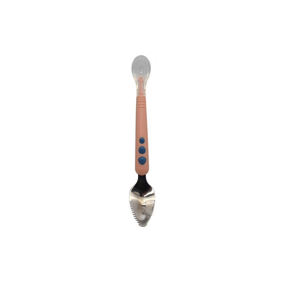 Multifunctional double-headed baby feeding spoon, baby tableware, fruit scraper (304 lotus root color)