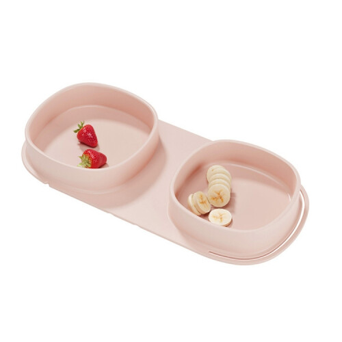 Ciotola pieghevole portatile in silicone per alimenti complementari da esterno (rosa)
