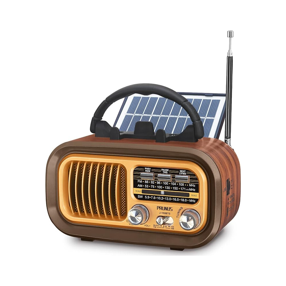 Photos - Radio / Clock PRUNUS J-150 Portable Radio Retro, AM/FM/SW Small Radio Bluetooth, Battery Radio Powered by 1200mAh Rechargeable