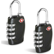 Suitcase Locks - 1, 2, 3, 4, 5, 6 Pack 4-Dial Travel Combination Security Padlock for Suitcases Luggage Case Bag Code Lock - Black (Pack of 2)