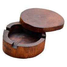 Vintage Natural Wood Carving Ashtray with Lid Detachable Simple Design Decorative Ash Tray Cigarette Holder Tobacco Smoking Utensil Art And Craft Acce