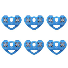 6X Heart-Shape Climbing Double Pulley Steel Cable Rope 13mm Climbing Device High Speed Zipline Trolley 24KN