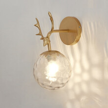 LED glass wall lamp, suitable for bedroom, bedside, living room, study, and staircase, with 12W tri-color bulb.