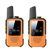Set van twee mini draadloze walkie-talkies met groot bereik voor kinderen en ouders (oranje)