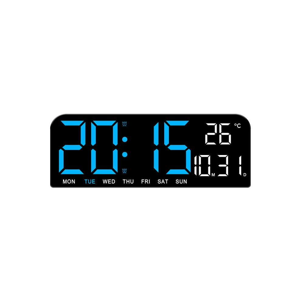 LED digital display desktop alarm clock, multifunctional decorative wall clock (blue)