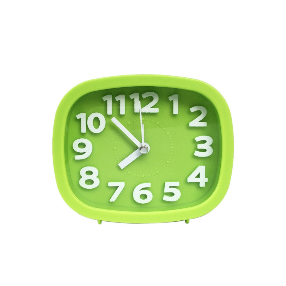 Square, candy-colored, 3D digital silent alarm clock for children and students (green)
