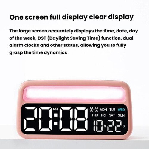 LED Ambient Light Bedside Alarm Clock Home Decor Multi-Function Clock With White Light(Green) 1