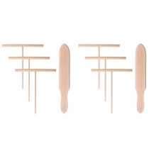 Spatula Set Wooden T Sticks for Spreading Pancake Batter, Set of 8 Utensils for Uniform Crepe Maker Kitchen Tool