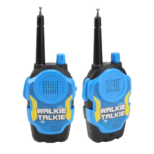 A pair of smart wireless intercom radios, a remote interactive children's toy (blue).