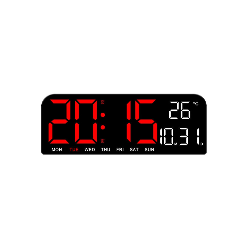 LED Screen Digital Display Desktop Alarm Clock Multifunctional Decoration Wall Clock(Red)