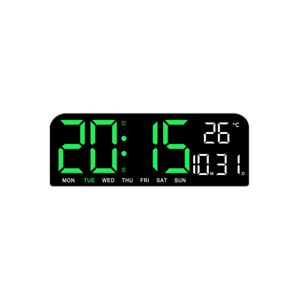 LED Digital Display Desktop Alarm Clock, Multifunctional Decorative Wall Clock (Green)