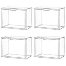 4X Purse Storage Organizer for Closet, Clear Acrylic Display Box for Handbag, Stackable Bag Organizer with Magnetic Door
