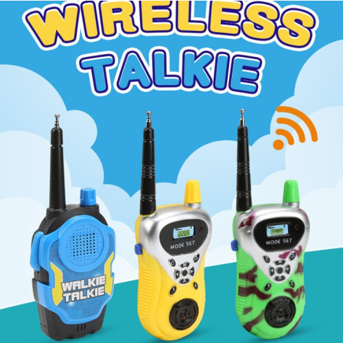 A pair of smart wireless intercom radios, a remote interactive children's toy (blue). 1