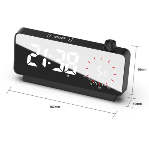 Multifunctional LED Screen Mirror Rechargeable Alarm Clock Reminder Visual Timer (Black) 2
