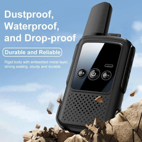 2pcs Mini Wireless Long Range Parent Child Walkie Talkie, EU Plug (Black) 2