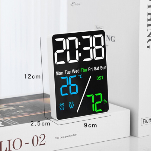 Multifunctional Temperature / Humidity Display Electronic Alarm Clock, Color: Rose Red Black 2