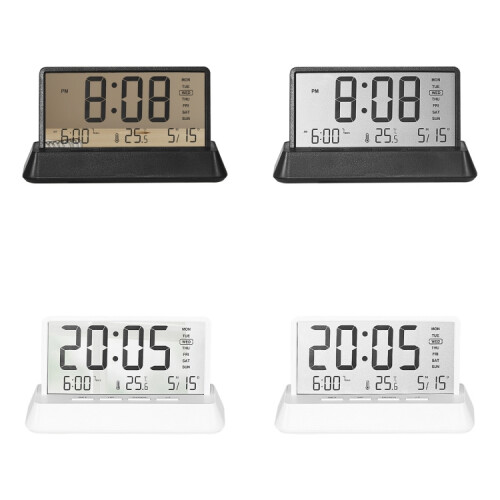Multifunctional temperature/date display electronic alarm clock (black, opaque) 1